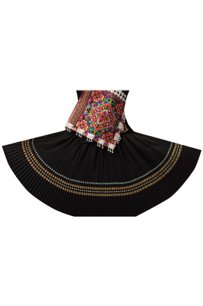 Custom-made Hmong costume female Dong design minority costume adult summer short embroidery dance performance travel clothing SKDO007 front view